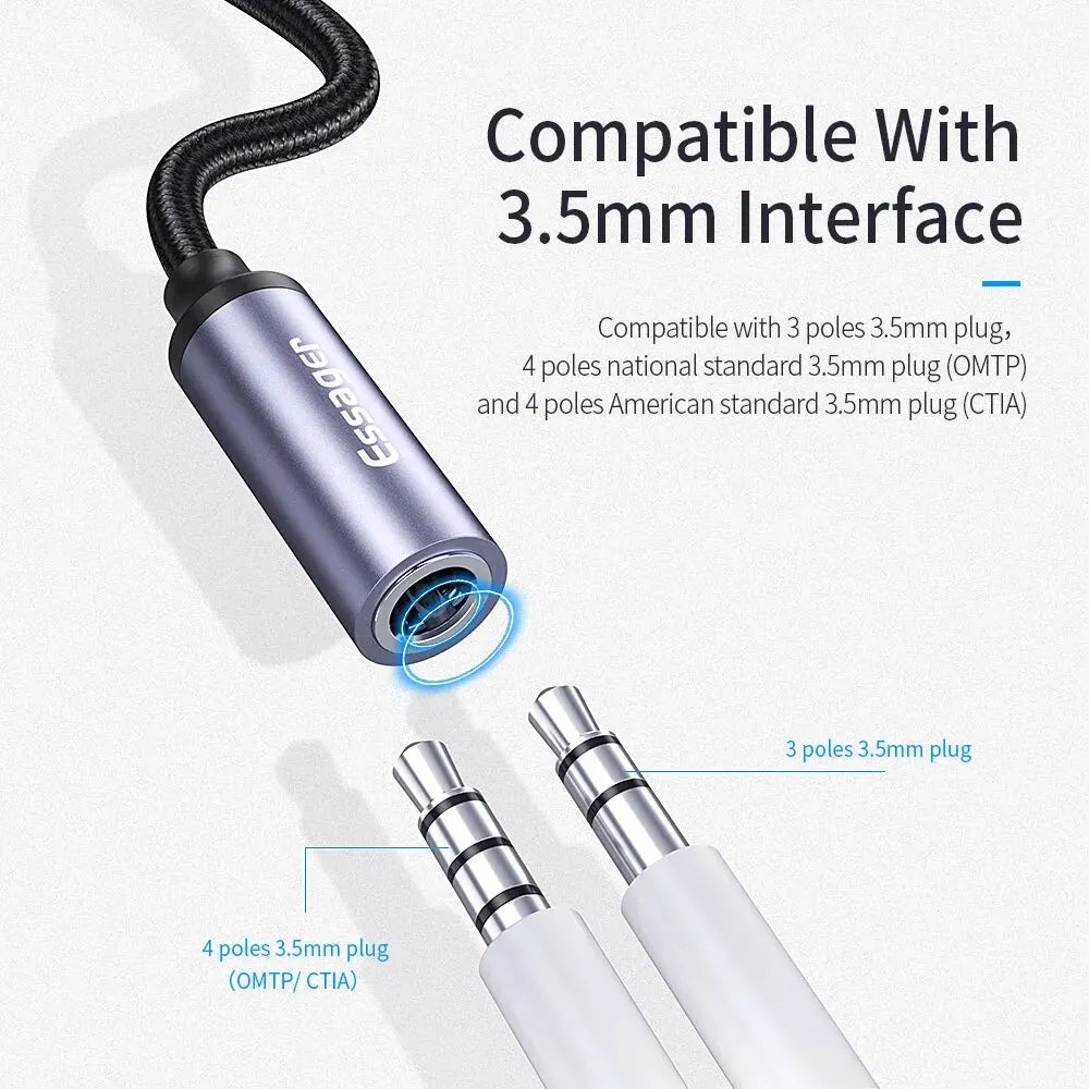USB Type C 3.5 Jack Earphone Adapter USB C to 3.5Mm Headphones AUX Audio Adapter Cable for Huawei P30 Xiaomi Mi 10 9 Es